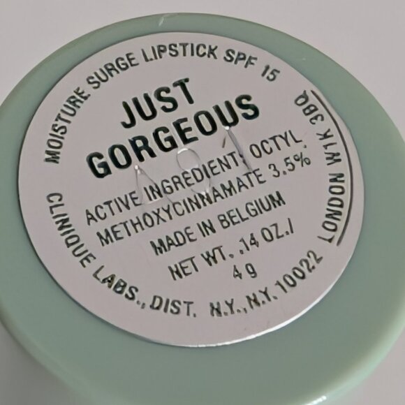 Clinique Moisture Surge Lipstick JUST GORGEOUS Green Tube HTF Preowned - Picture 6 of 6
